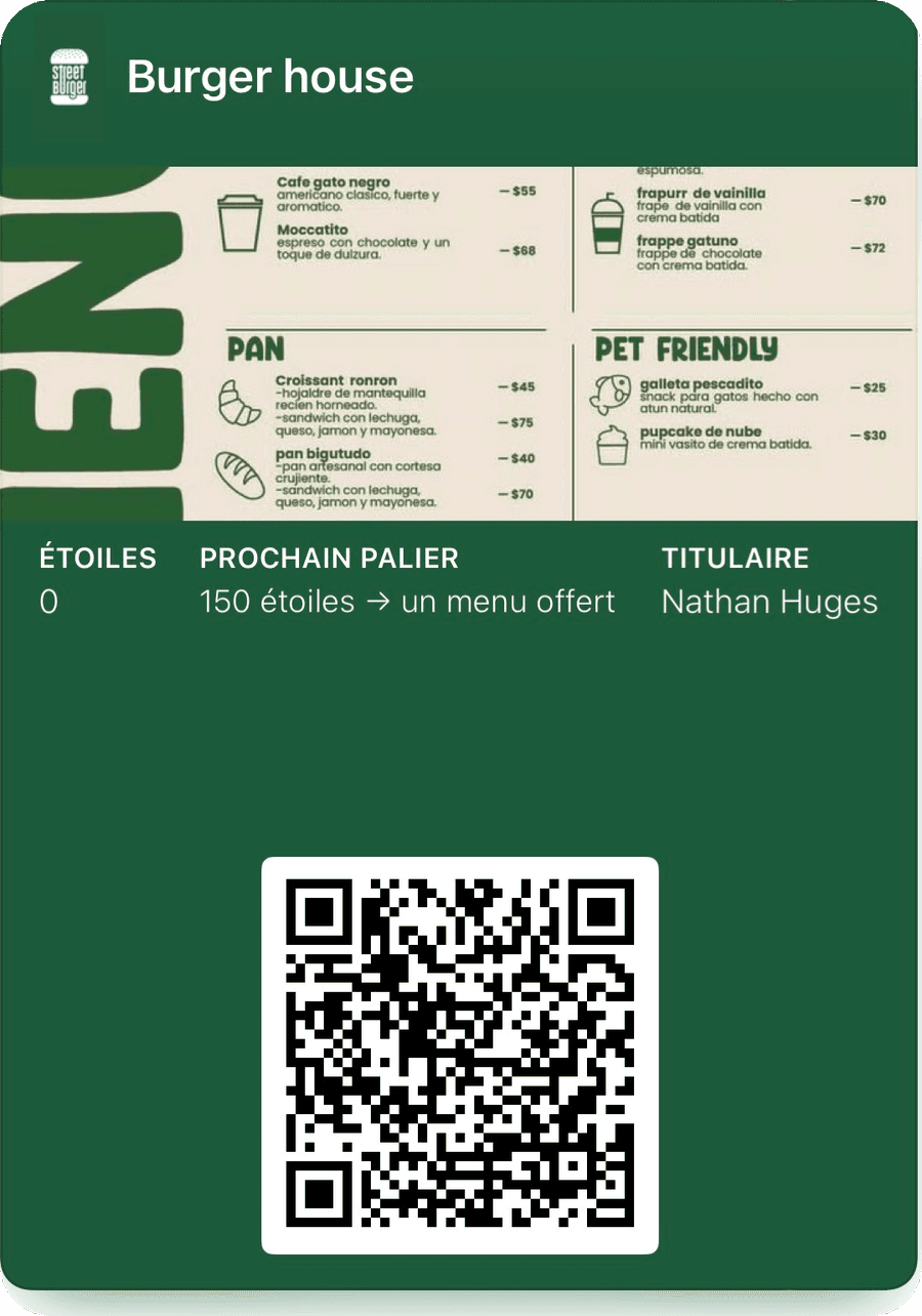 Carte de fidélité Burger house dans le Wallet